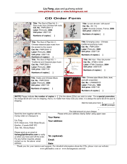 Liu Fang, pipa and guzheng soloist CD Order Form