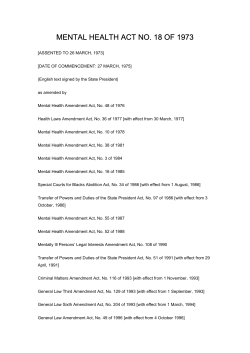 Mental Health Act No. 18 of 1973