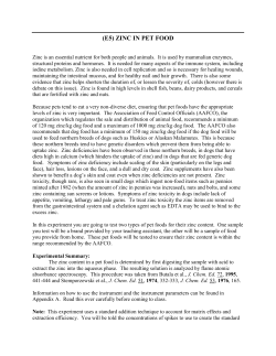 (E5) ZINC IN PET FOOD - University of Colorado Boulder