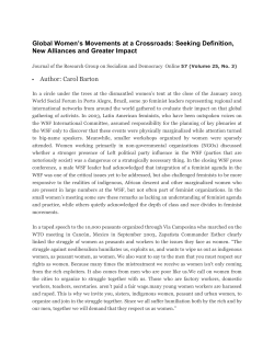 Global Women`s Movements at a Crossroads: Seeking