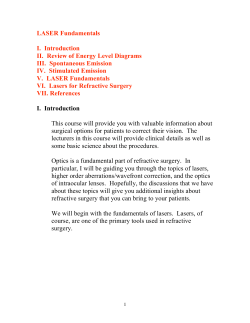 LASER Fundamentals I. Introduction II. Review of Energy Level