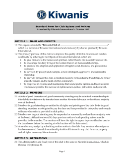 Standard Form for Club Bylaws