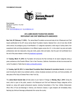2016 JAMES BEARD FOUNDATION AWARDS