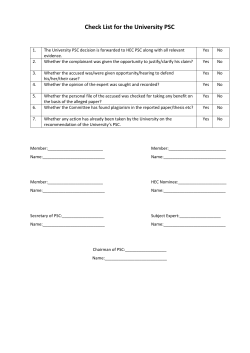 Check List for the University PSC
