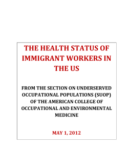 White Paper: “The Health Status of Immigrant Workers in the US: A