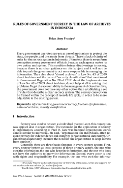 RulEs of GovERnmEnt sEcREcy in thE law of aRchivEs in indonEsia