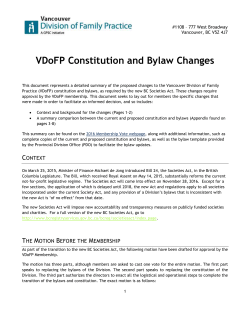 VDoFP Constitution and Bylaw Changes