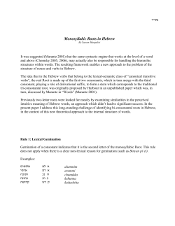 Monosyllabic Roots in Hebrew