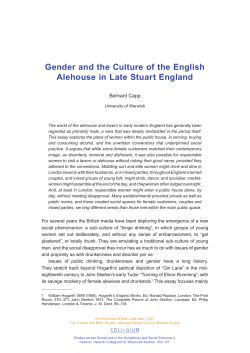 Gender and the Culture of the English Alehouse in Late
