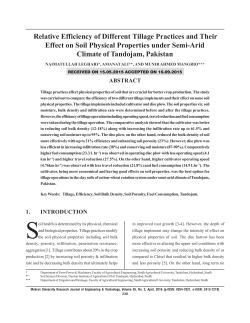 Relative Efficiency of Different Tillage Practices and Their Effect on