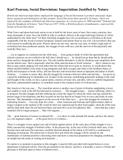 Karl Pearson, Social Darwinism: Imperialism Justified by Nature