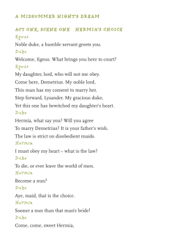 A MIDSUMMER NIGHT`S DREAM ACT ONE, SCENE