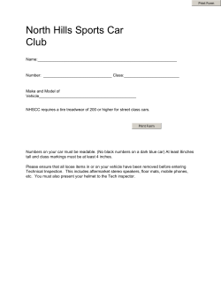 Tech Slip - North Hills Sports Car Club