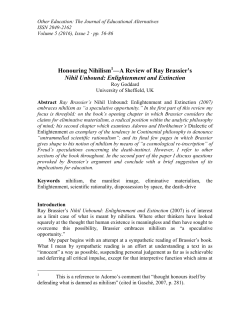 Honouring Nihilism 1&mdash;A Review of Ray Brassier`s