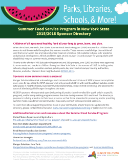 Summer Food Service Program in New York State 2015/2016