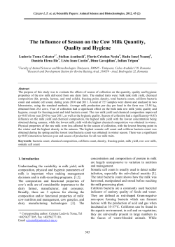 The Influence of Season on the Cow Milk Quantity, Quality and