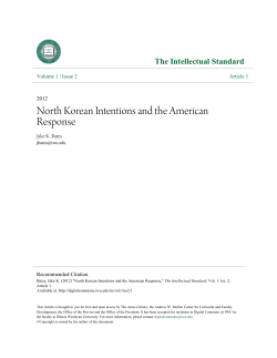 North Korean Intentions and the American Response