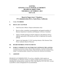 Sonoma Clean Power Authority Agenda 10-3-13