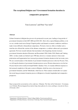 The exceptional Belgian case? Government formation