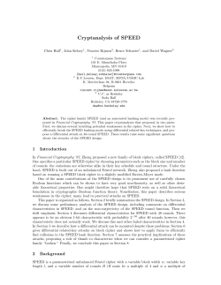 Cryptanalysis of SPEED