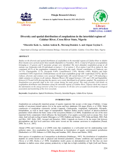 Diversity and spatial distribution of zooplankton in the