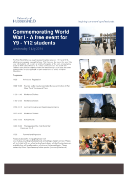 Commemorating World War I - A free event for Y9