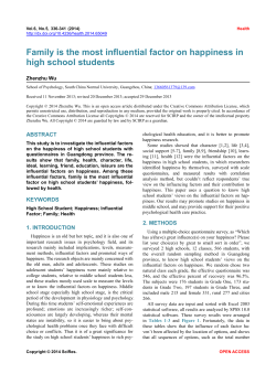Family is the most influential factor on happiness in high school