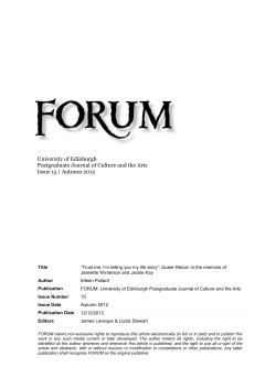 Autumn 2012 - FORUM: University of Edinburgh Postgraduate Journal