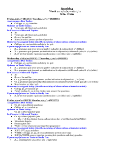 Spanish 3 Week 21: 1/17/17&mdash;1/20/17 Srta. Drain