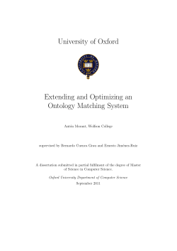 University of Oxford Extending and Optimizing an Ontology Matching