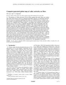 Computergenerated global map of valley networks on Mars