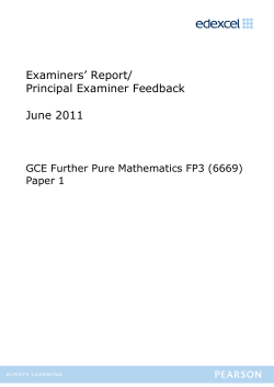 Examiners` Report/ Principal Examiner Feedback June 2011