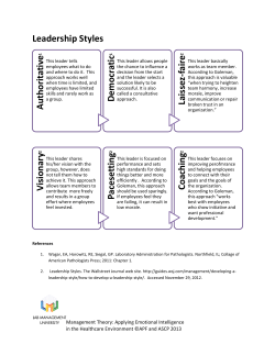 Leadership Styles A uthoritative D em ocratic Laissez