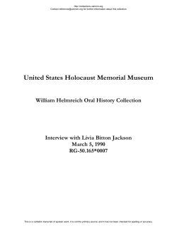 United States Holocaust Memorial Museum William Helmreich Oral