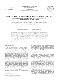 LITHOLOGY OF THE PROFUNDAL SEDIMENTS IN SŁUPIAŃSKA