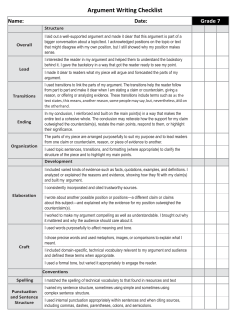 Argument Writing Checklist