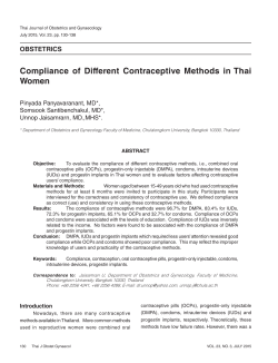 Compliance of Different Contraceptive Methods in Thai Women