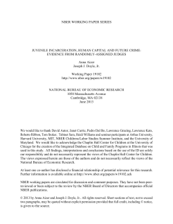 Juvenile Incarceration, Human Capital And Future Crime