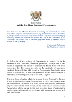 Esotericism and the first Three Degrees of Freemasonry.