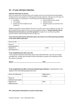 16 &ndash; 17 year old Gym Induction