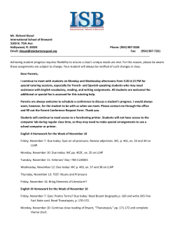 Mr. Richard Kiesel International School of Broward 3100 N. 75th Ave