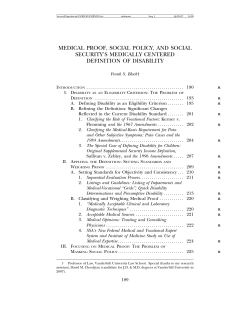 medical proof, social policy, and social security`s medically centered