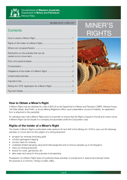 Miner`s Rights - Department of Mines and Petroleum