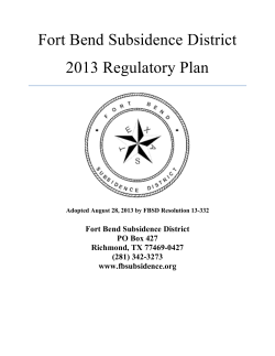 Regulatory Plan - Fort Bend Subsidence District
