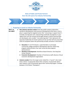 Roles and Responsibilities of industry champions, broader industry