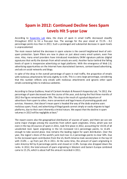 Spam in 2012: Continued Decline Sees Spam Levels Hit 5 - i-HLS