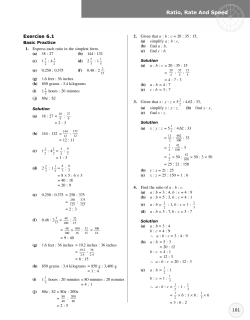 Ratio, Rate And Speed