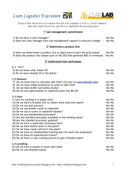 Scope of this check-list is to evaluate how far your company is to