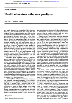 Health educators - the new puritans
