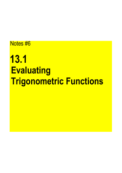 13.1 Evaluating Trigonometric Functions
